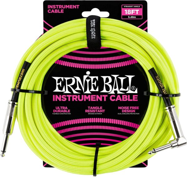 Ernie Ball Cable para guitarra o bajo Amarillo Neon 18 ft